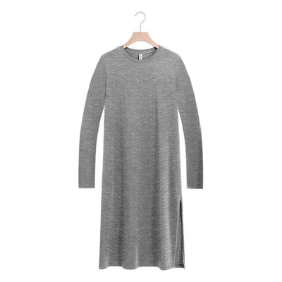 NTG Fad S / Grey-Long sleeve Elegant Cotton Casual Dress