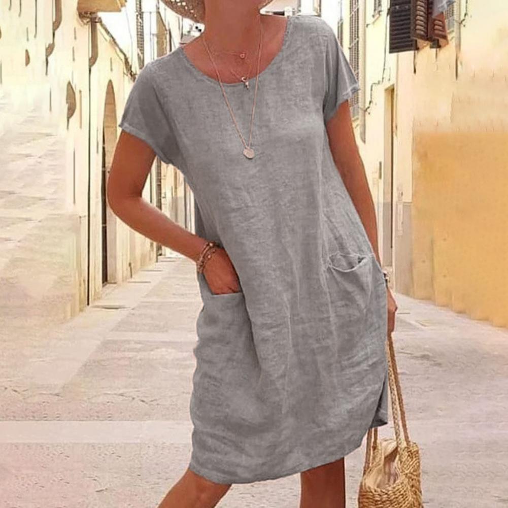 NTG Fad S / Grey Loose Cotton Linen Dress