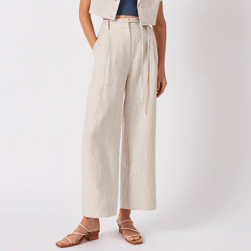 NTG Fad S / Hemp Linen Wide-Leg Pants Drape Commuter Cotton And Linen Suit Pants