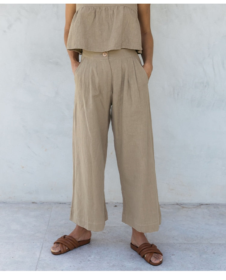 NTG Fad S / Khaki Cotton Woman Pants Casual Loose