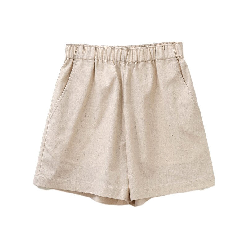 NTG Fad S / Khaki Vintage Cotton Linen Women Shorts