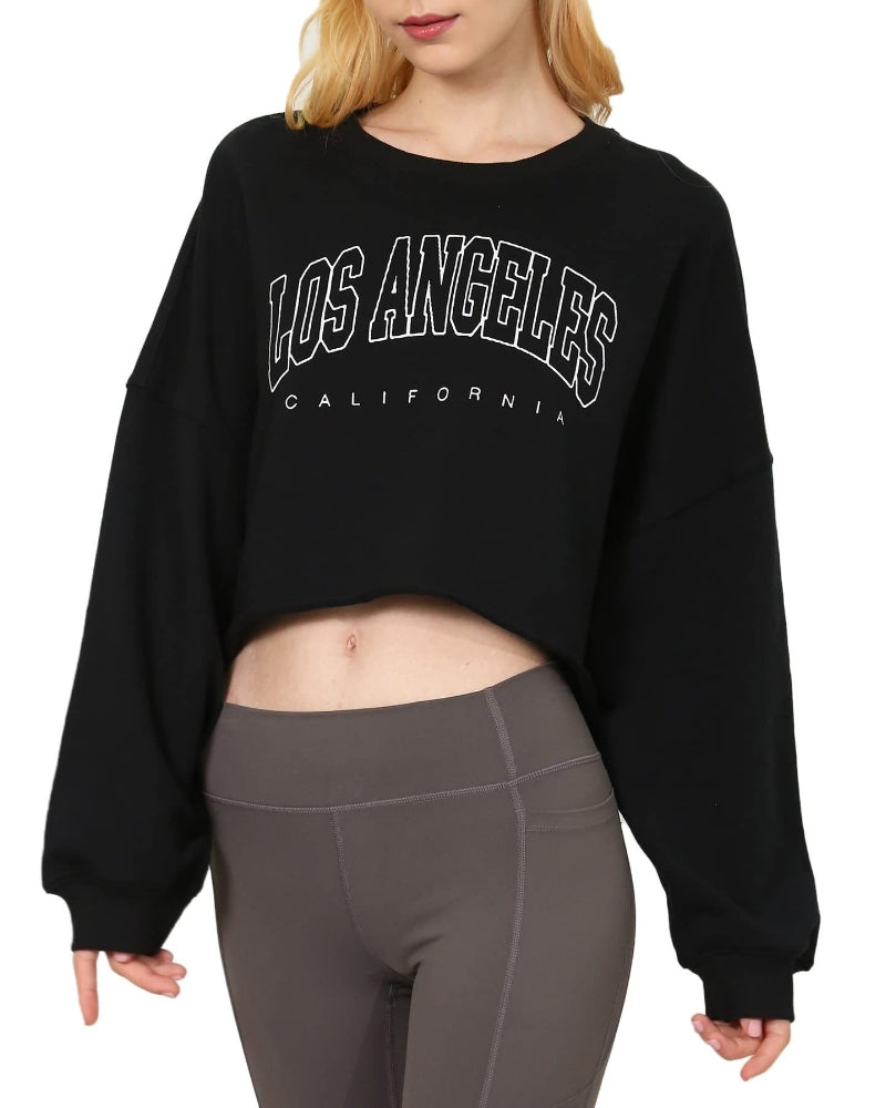 NTG Fad S / La-heather Black WOMEN’S CROPPED HOODIE PULLOVER