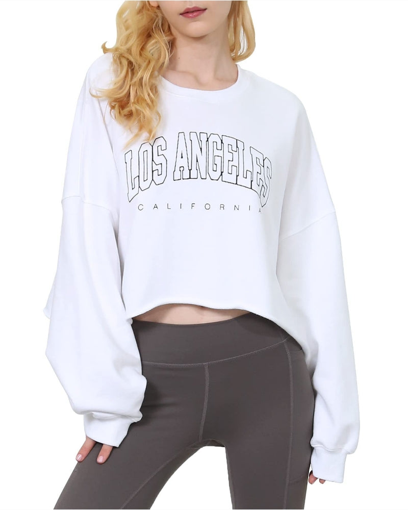 NTG Fad S / La-heather White WOMEN’S CROPPED HOODIE PULLOVER