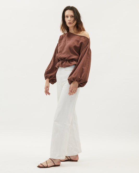 NTG Fad S/M / Brown FASHION FRILL BLOUSE