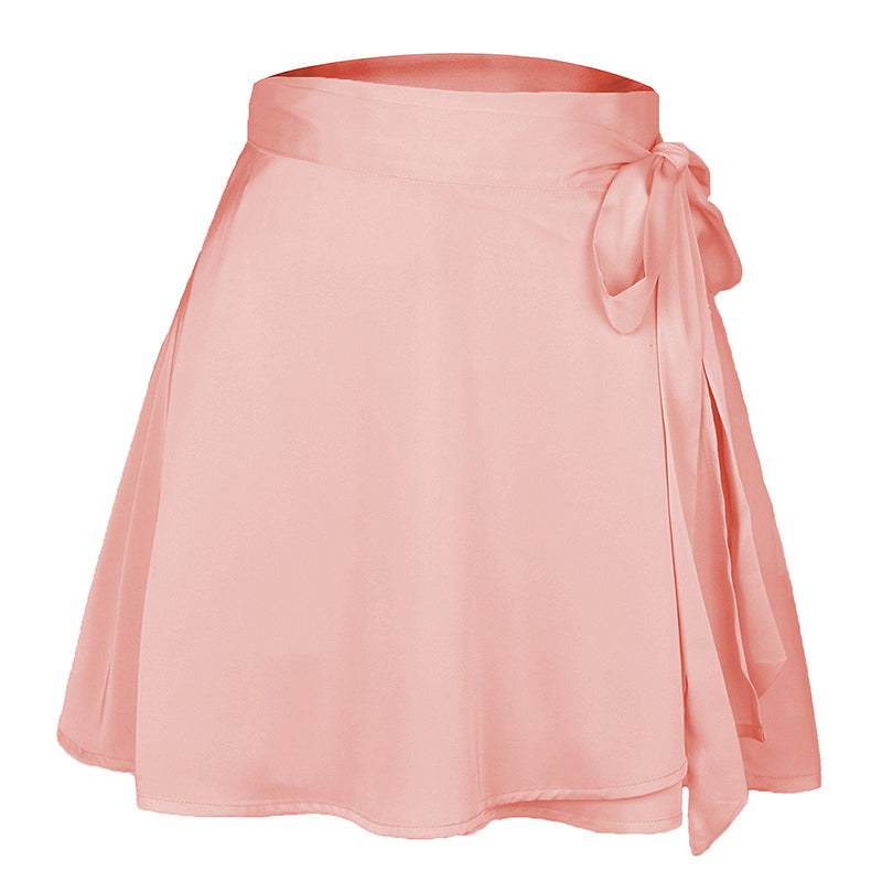NTG Fad S / Pink High Waisted Short Skirt Solid Purple Satin Silk Elegant Ladies Office Skirts