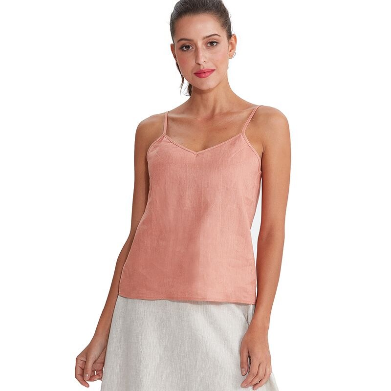 NTG Fad S / Pink Linen Woven Tank Top