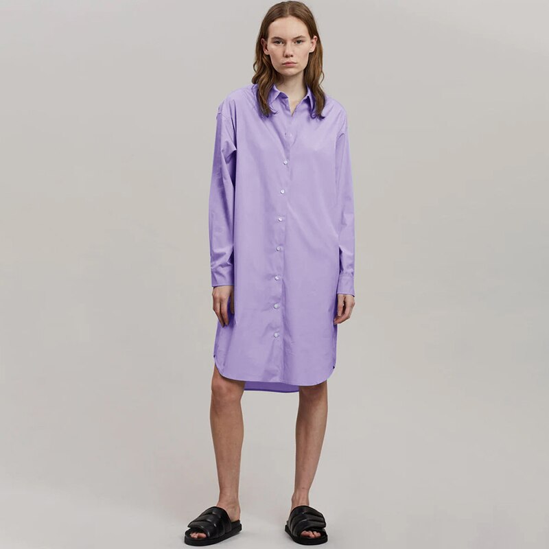 NTG Fad S / Purple 100% COTTON SHIRT DRESS