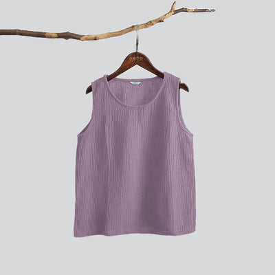 NTG Fad S / Purple Cotton Linen Women Tank Top