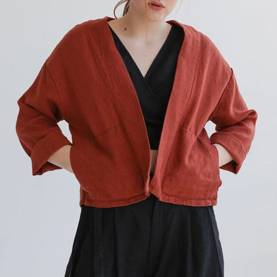 NTG Fad S / Red 100% LINEN COATS WITH POCKETS