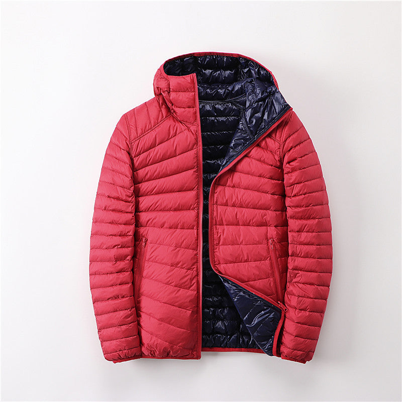 NTG Fad S / Red and Navy Women Ultra Light Down Jacket Feather Jacket Women Travel Double Side