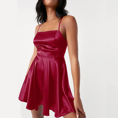 NTG Fad S / Red Elegant Luxury Satin Women's Dress