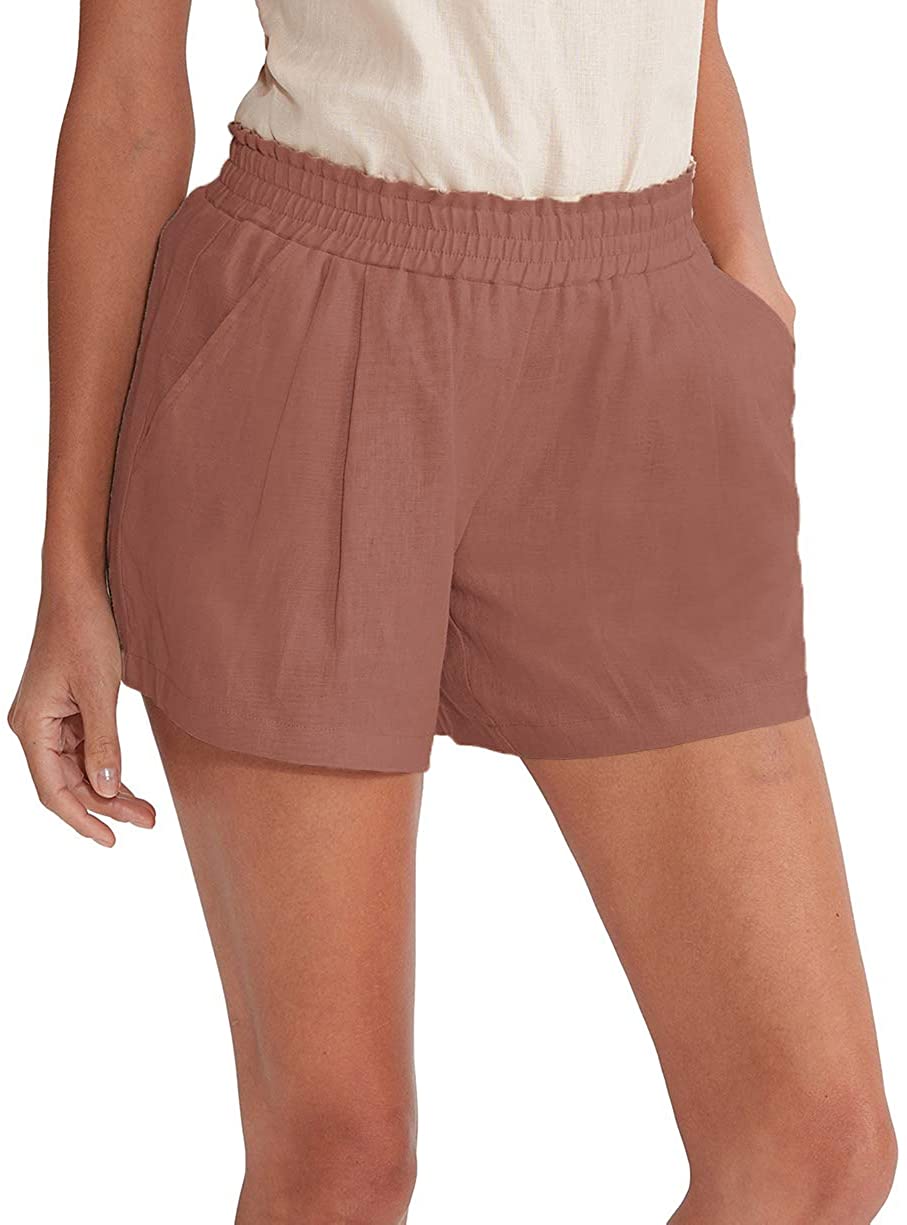 NTG Fad S / Rust Linen Elastic Waist Shorts