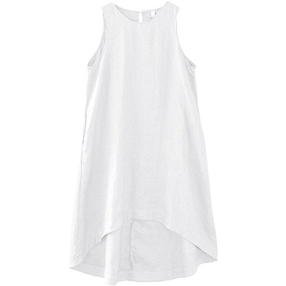 NTG Fad S / White 100% Linen Elegant Dress With Pockets