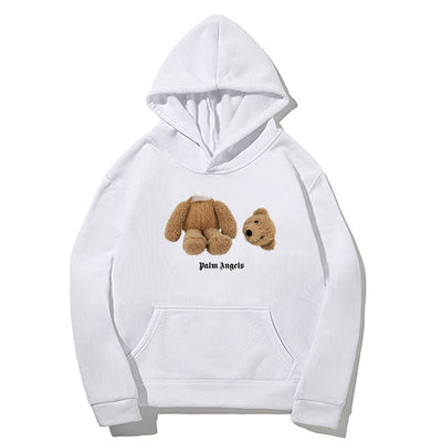 NTG Fad S / White Bear Teddy Bear Print Hoodie Sweatshirt