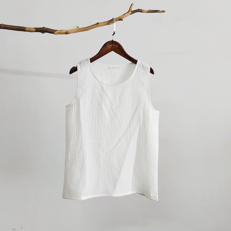 NTG Fad S / White Cotton Linen Women Tank Top