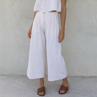 NTG Fad S / White Cotton Woman Pants Casual Loose