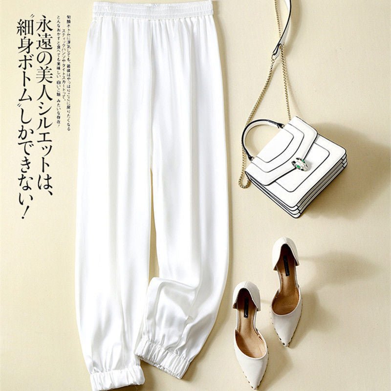 NTG Fad S / White Elegant Satin Summer Women Harem Pants