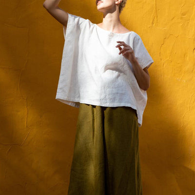 NTG Fad S / White Linen Simple Trendy Ramie Women's Cotton Linen Loose Top