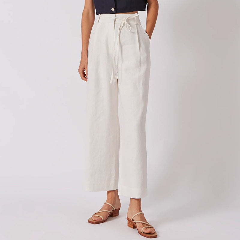 NTG Fad S / White Linen Wide-Leg Pants Drape Commuter Cotton And Linen Suit Pants