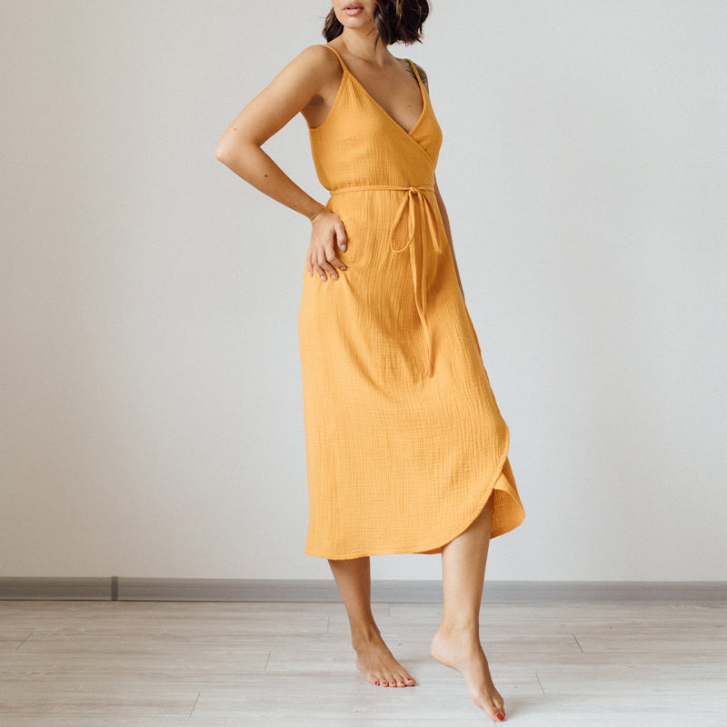 NTG Fad S / Yellow Cotton Vintage Women'S Dress