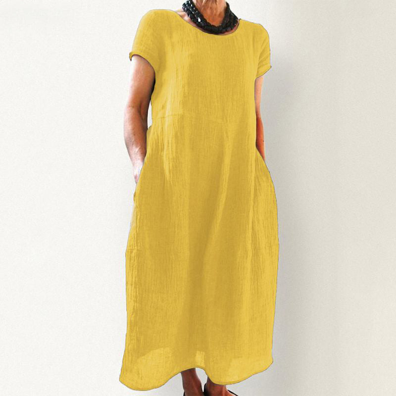 NTG Fad S / Yellow Linen Midi Pleated Robe