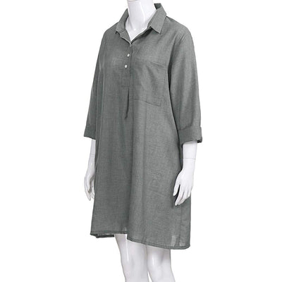 NTG Fad Solid Cotton Linen Casual Dress With Pockets