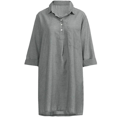 NTG Fad Solid Cotton Linen Casual Dress With Pockets