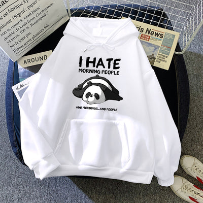 NTG Fad White / S Cute Panda Sleeps Print 2020 New  Women'S Sweatshirt Warm Vintage Pullover For Woman Fashion Korean Round Neck Hoodie Female