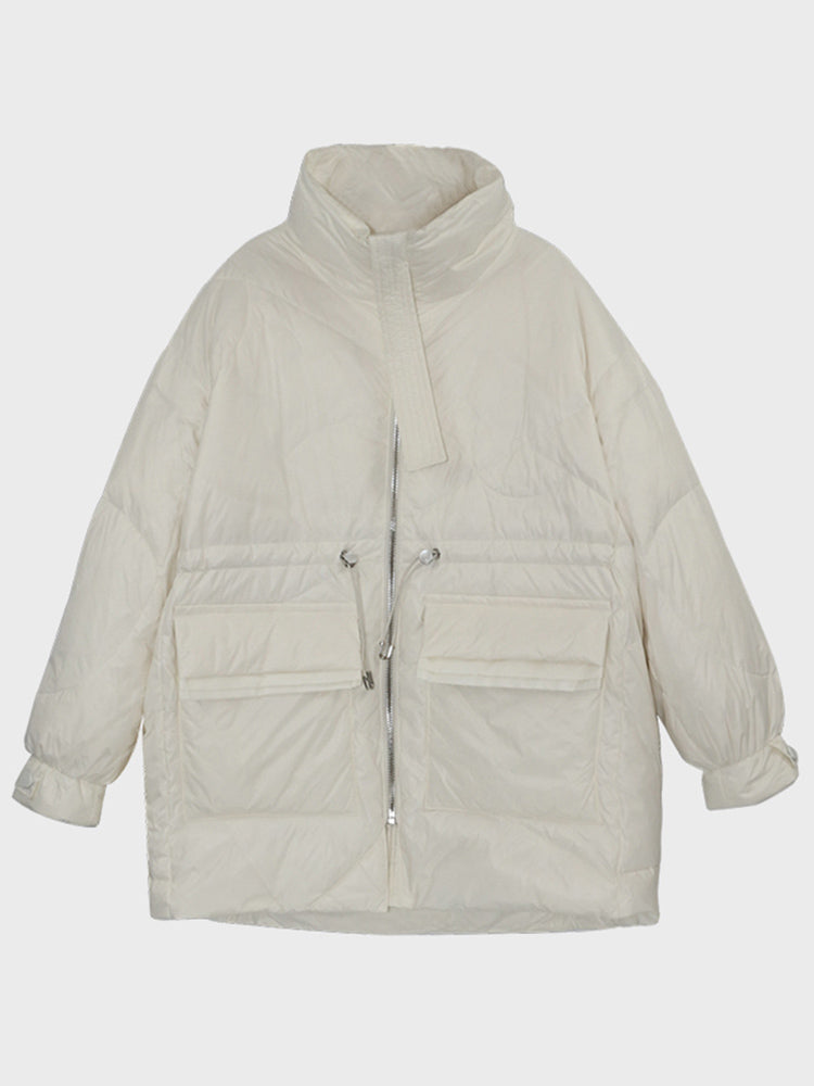 NTG Fad White / S Pure Winter Long Sleeve Loose Pocket Ultra Light Duck Down Jacket