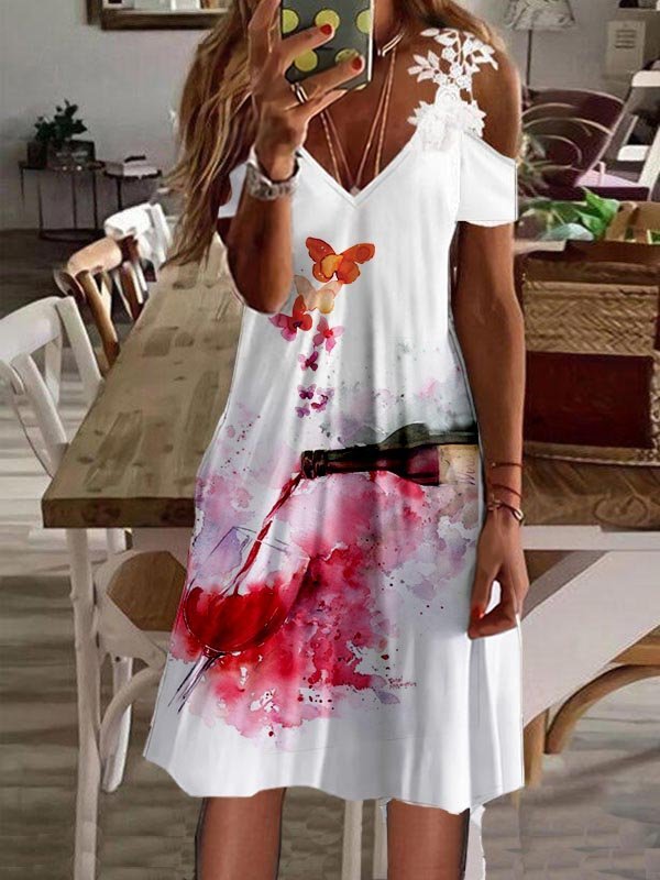 NTG Fad Wine and Butterfly Lace Resort Dress