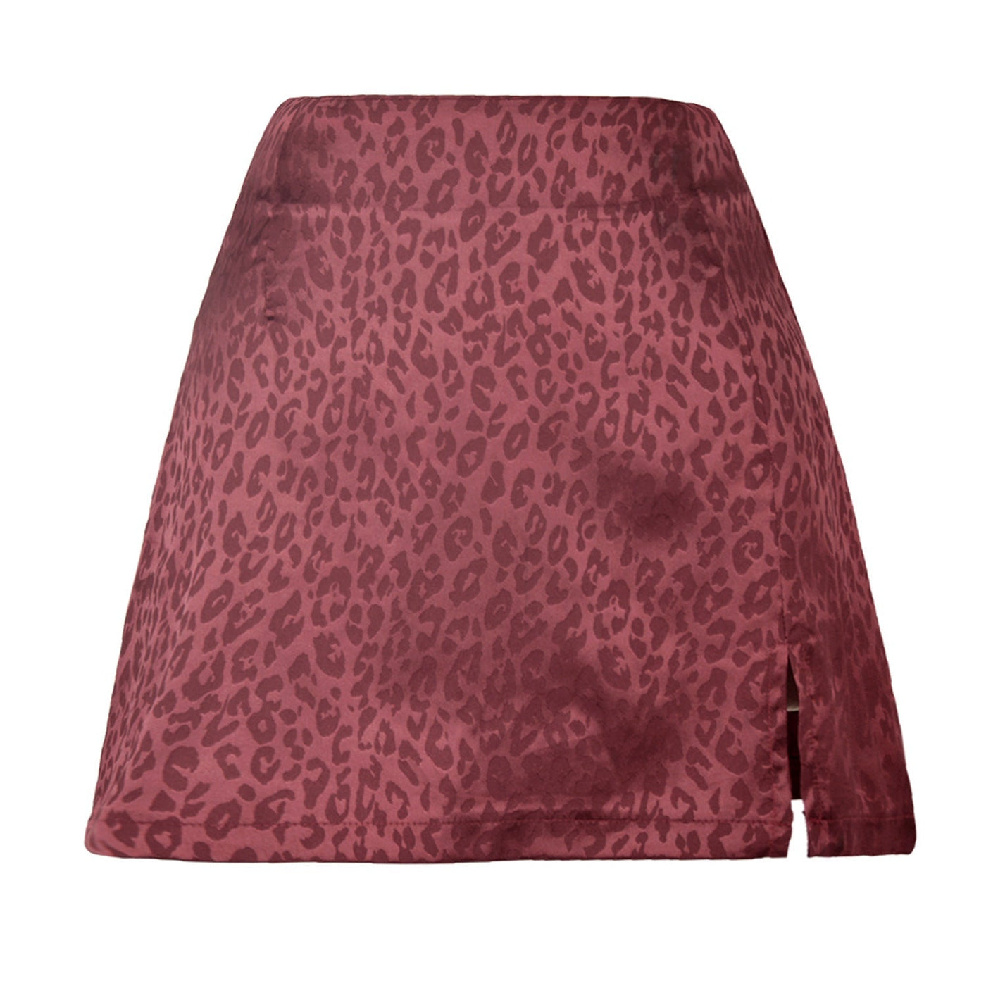 NTG Fad Wine / S Leopard Satin High Waisted Sexy Bodycon Split Mini Skirts  Fashion Streetwear  Skirt