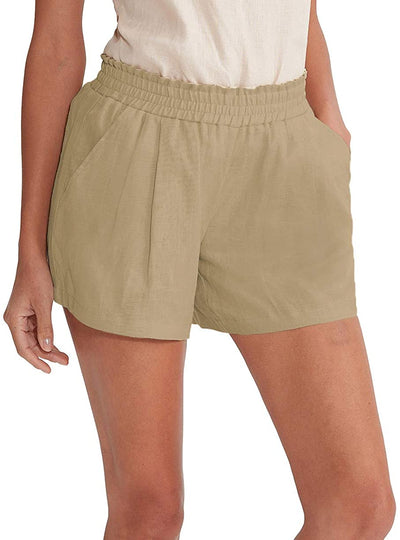 NTG Fad XL / Khaki Linen Elastic Waist Shorts