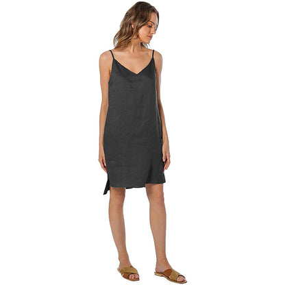 NTG Textile L / Black Linen Sleeveless Dress