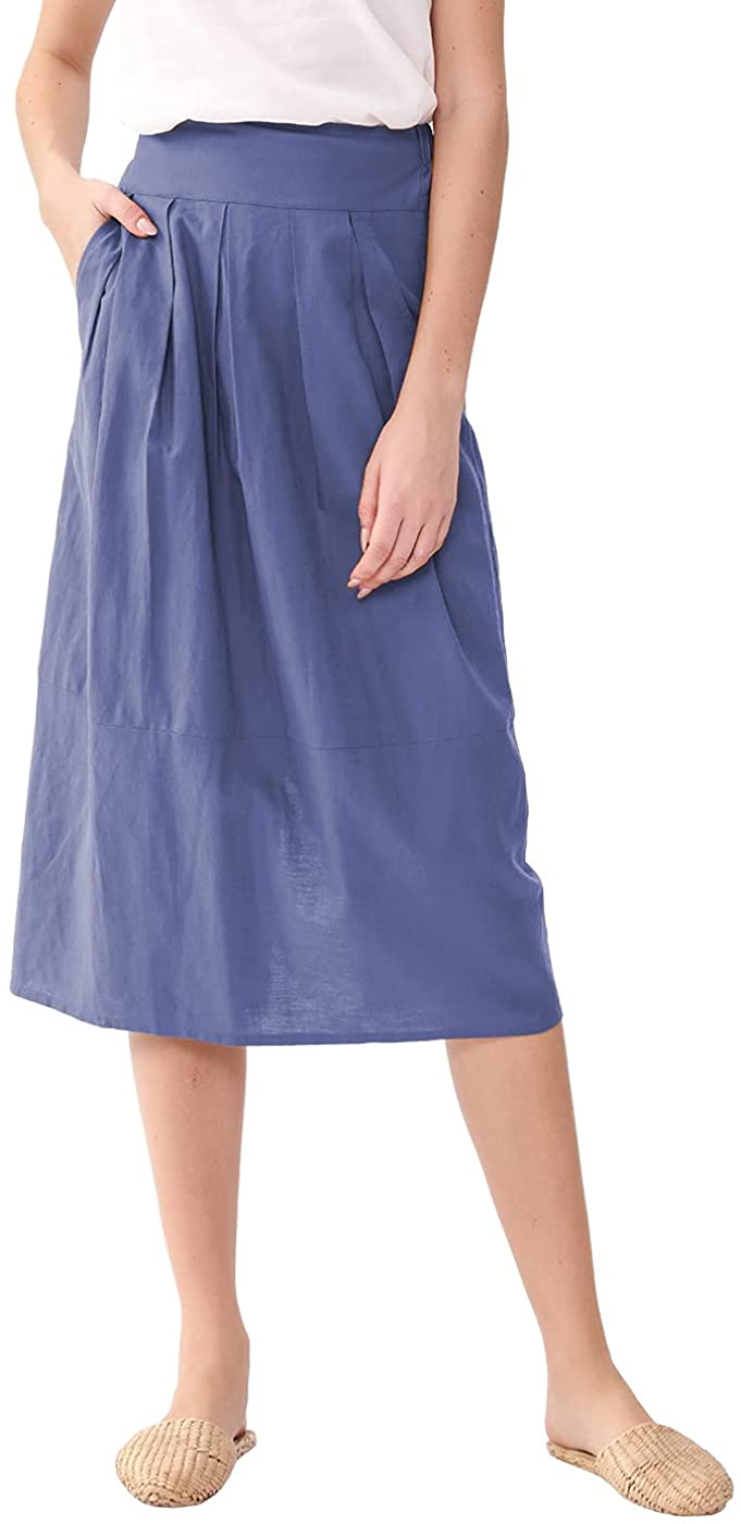 NTG Textile L / Navy Linen Elastic Skirt