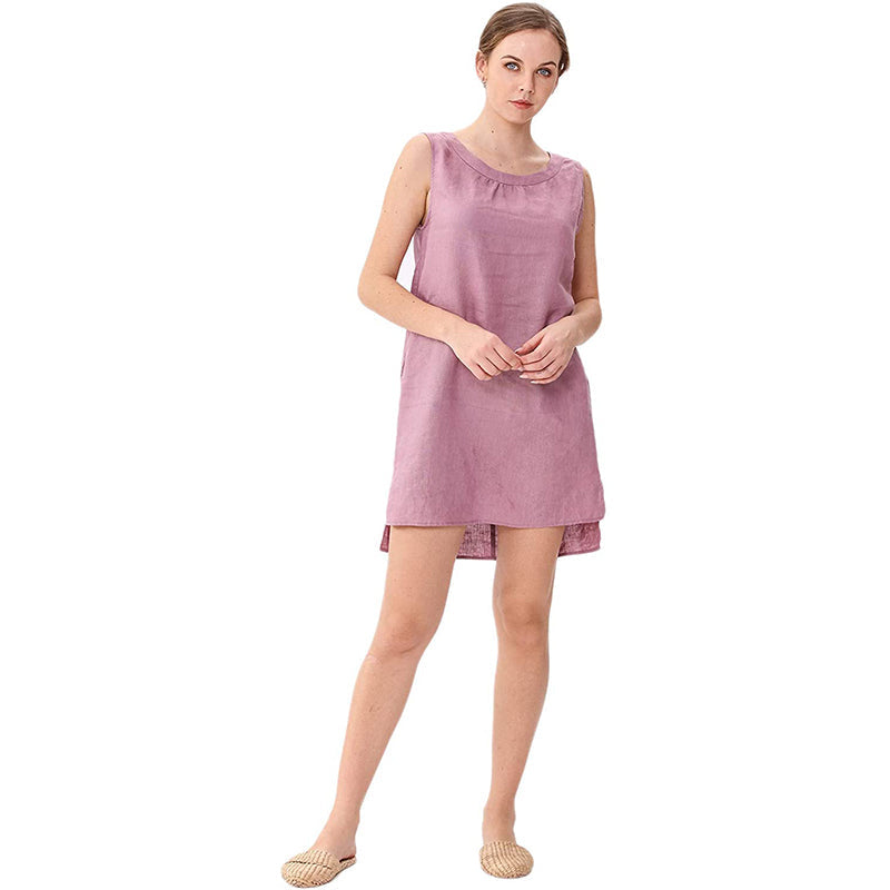 NTG Textile One Size / Pink Linen Self-tie Dress