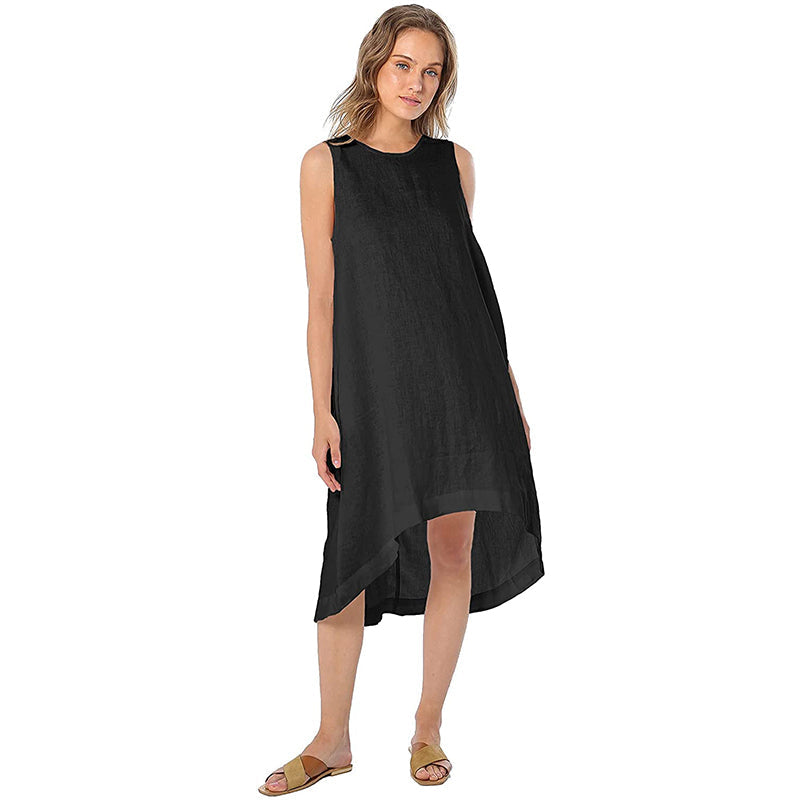 NTG Textile S / Black LINEN POCKETS DRESS