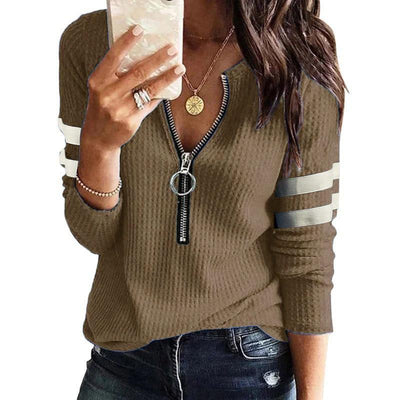 NTG Textile S / Brown Fashion Striped Sexy Top