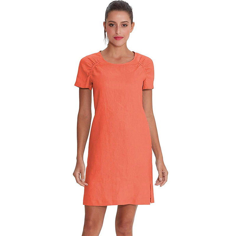NTG Textile S / Coral Linen Elegant Dress