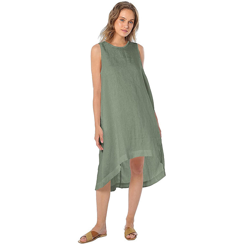 NTG Textile S / Green LINEN POCKETS DRESS