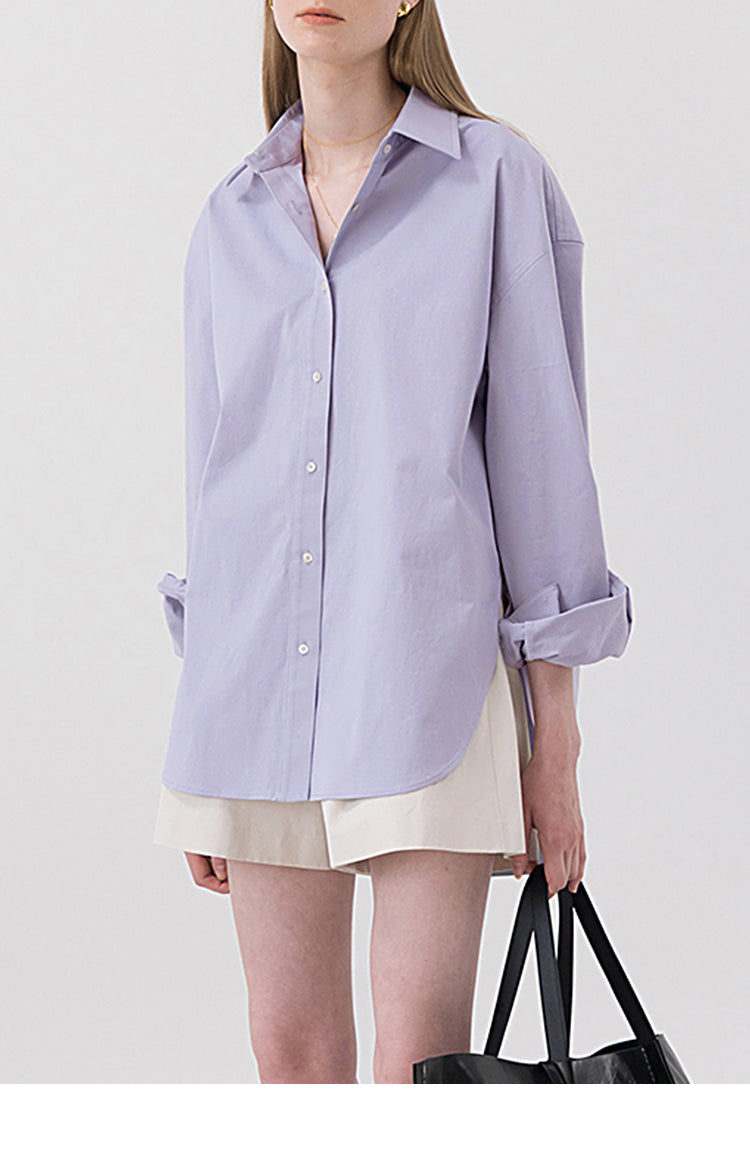 NTG Textile S / Lavender Casual Simple Shirt