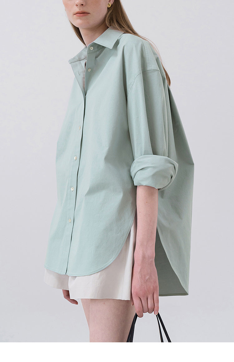 NTG Textile S / Light Bean Green Casual Simple Shirt