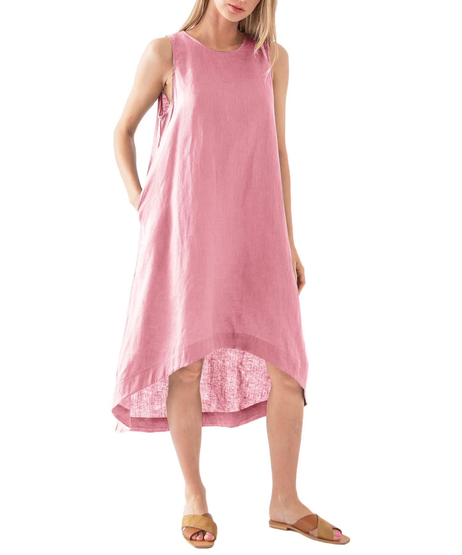 NTG Textile S / Pink LINEN POCKETS DRESS