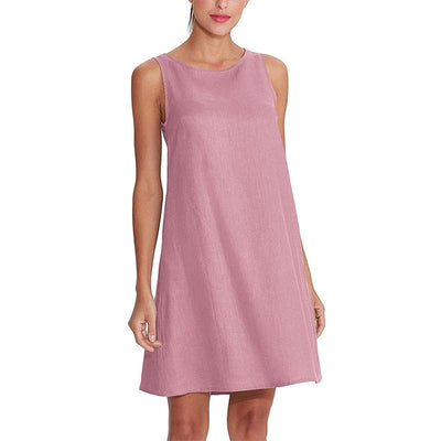 NTG Textile S / Pink Linen Pockets Tank Dress