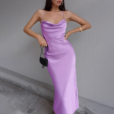 NTG Textile S / Purple Backless Party Dress
