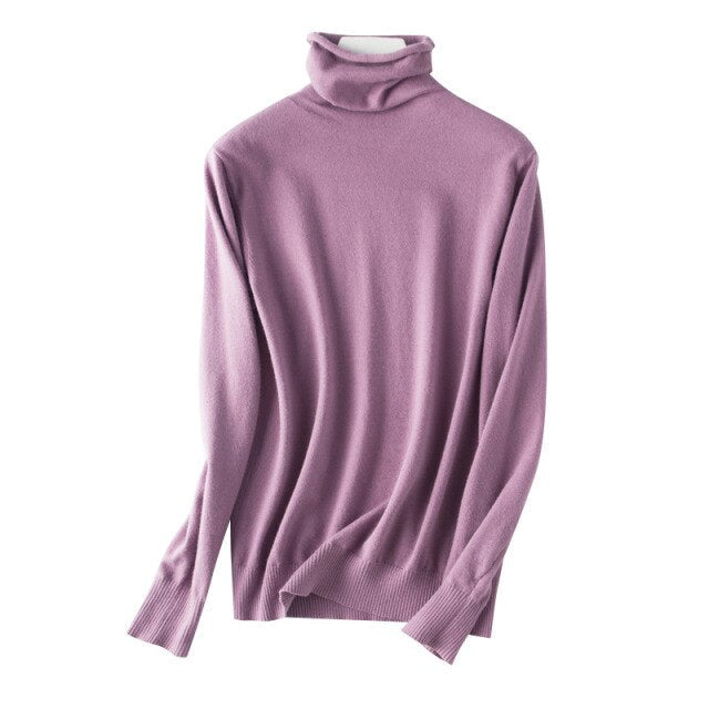 NTG Textile S / Purple Turtleneck Slim Pullover