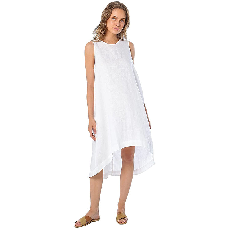 NTG Textile S / White LINEN POCKETS DRESS