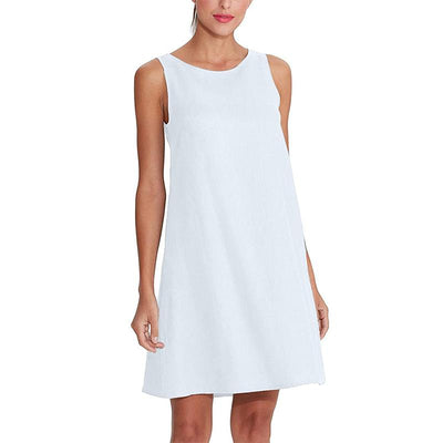 NTG Textile S / White Linen Pockets Tank Dress