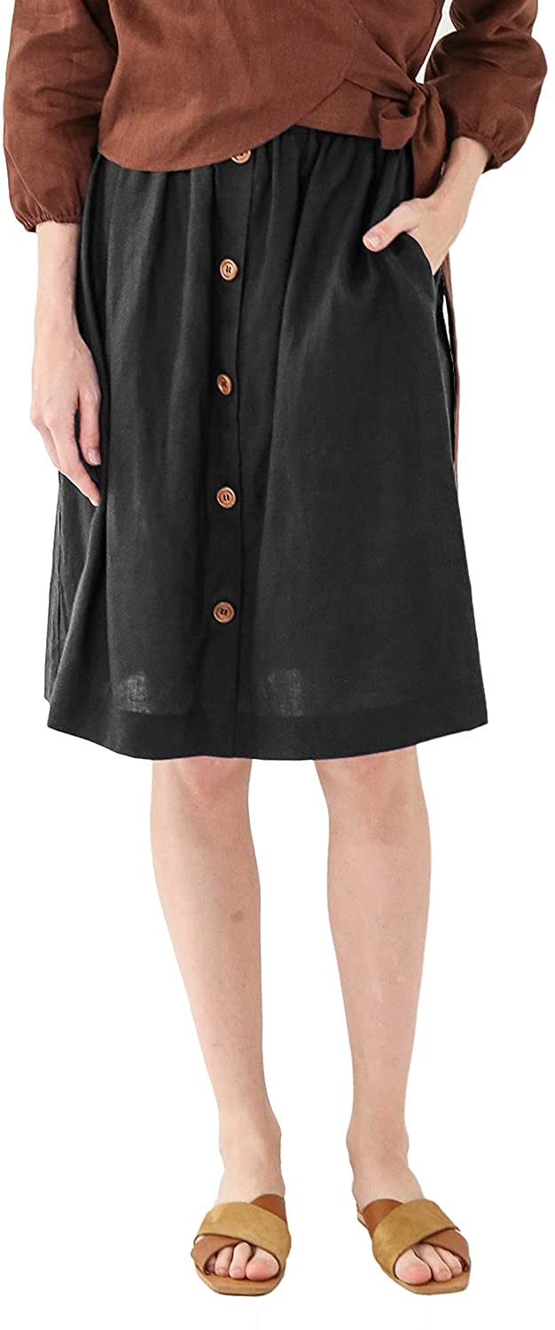 NTG Textile XL / Black Linen Pockets Skirt