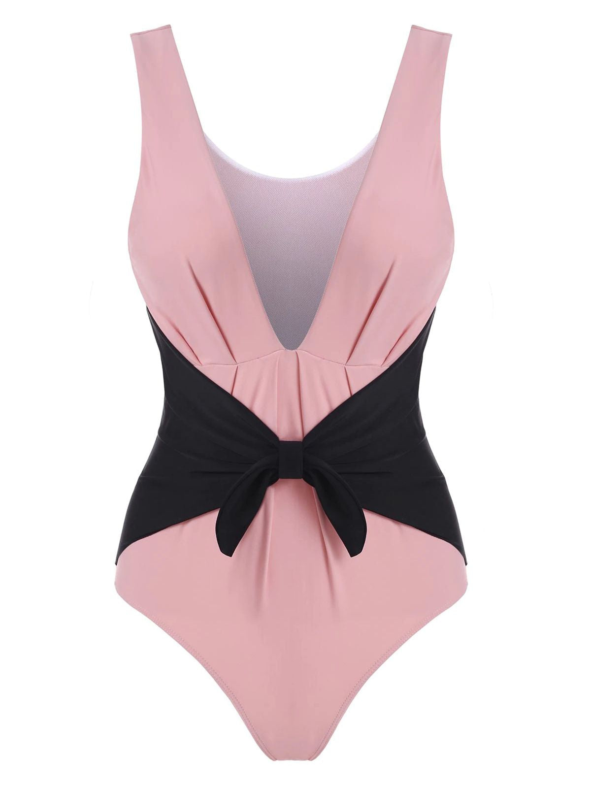 Retro Stage Swimsuit Pink / S / 2 Retro Pink Pleated Patchwork Swimsuit