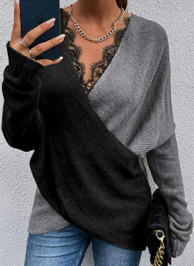 𝒩𝒯𝒢 ღ𝓃𝓁𝒾𝓃𝑒 S / Grey Pullover Knit Lace Sweater